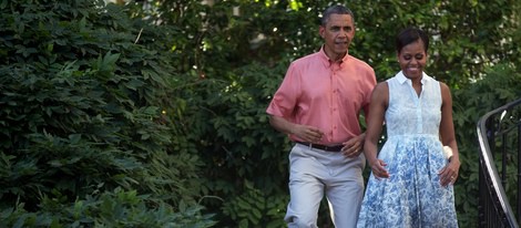 Michelle Obama con un vestido estampado línea A en la celebración del 4 de julio