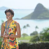 Michelle Obama con un vestido estampado en la cumbre APEC en Hawai