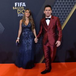 Lionel Messi y Antonella Roccuzzo en la gala del Balón de Oro 2013