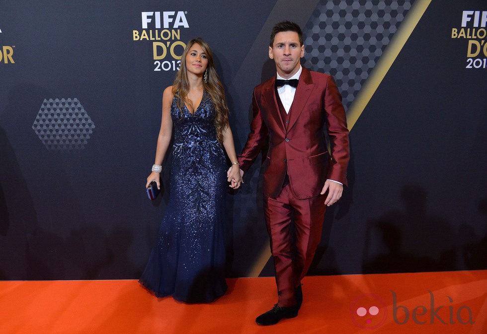 Lionel Messi y Antonella Roccuzzo en la gala del Balón de Oro 2013