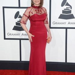 Gloria Stefan con un vestido de Gustavo Cadile en la alfombra roja de los Premios Grammy 2014
