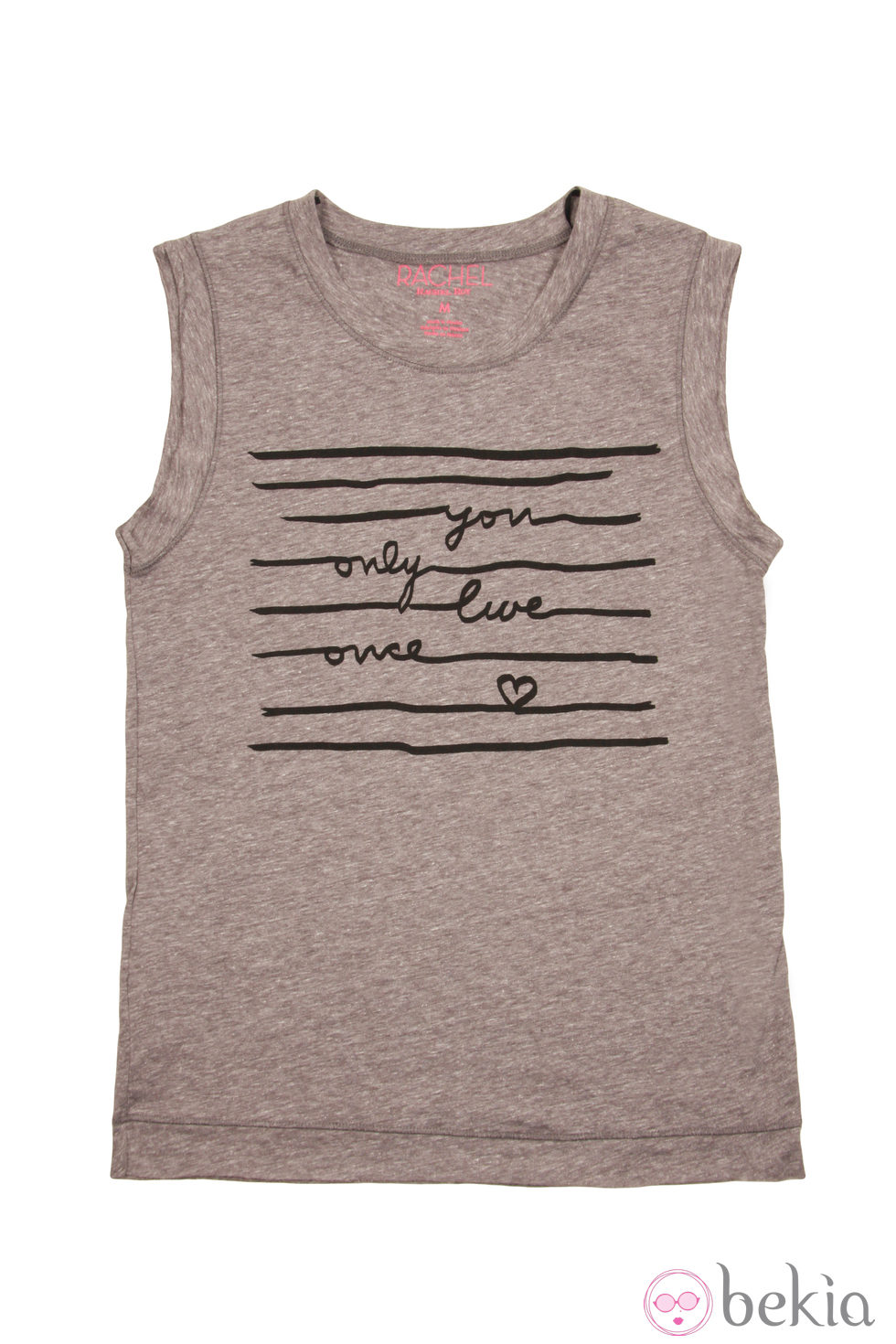 Camiseta con print de texto gris de la colección primavera/verano de Rachel Roy
