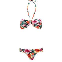 Bikini bandeau con estampado tropical de flores de la colección de baño de Bershka 2014