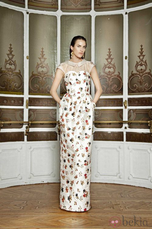 Vestido largo con estampado floral de la colección 'Heaven' 2014 de Dolores Promesas