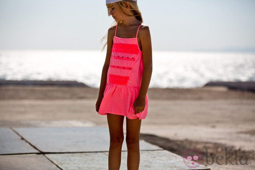 Vestido rosa flúor de la colección primavera/verano 2014 de IKKS