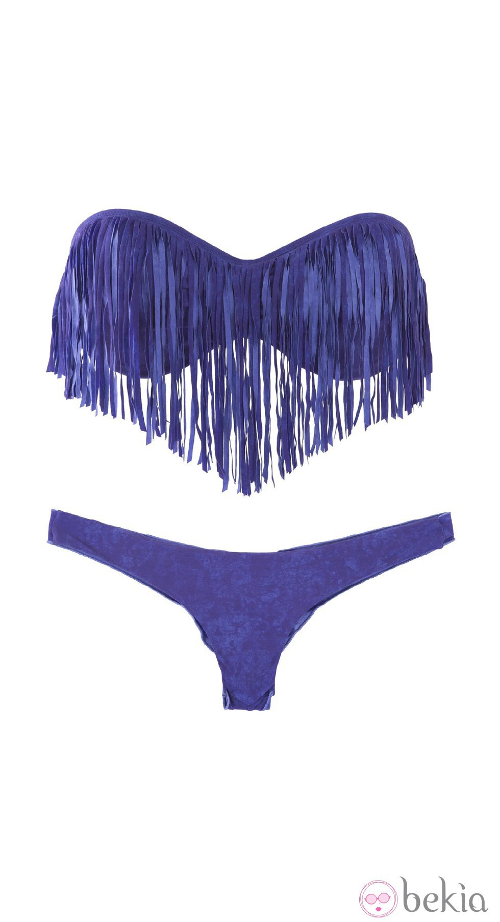 Bikini bandeau con flecos en azul de OniricSwimwear para verano 2014