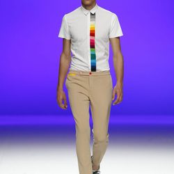Camisa con franja multicolor de Davidelfín, colección primavera 2012