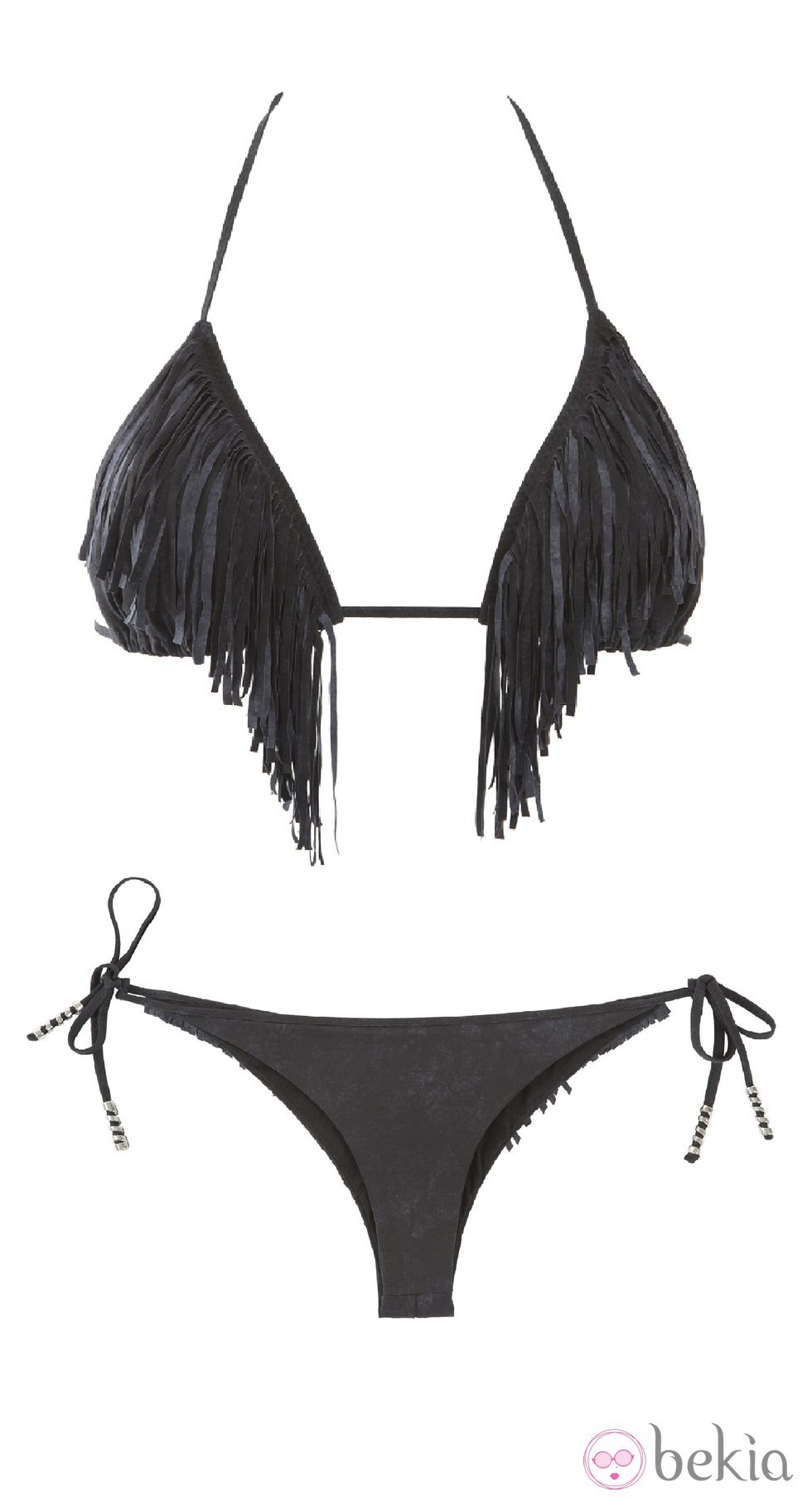 Bikini brasileño con flecos negros OniricSwimwear para verano 2014
