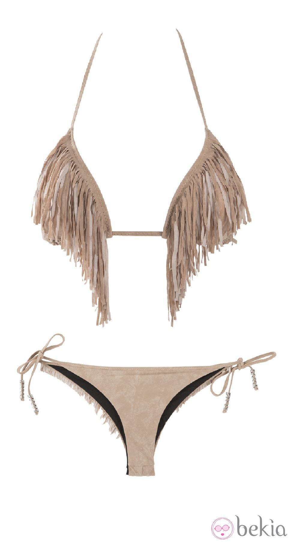 Bikini brasileño con flecos beige de OniricSwimwear para verano 2014