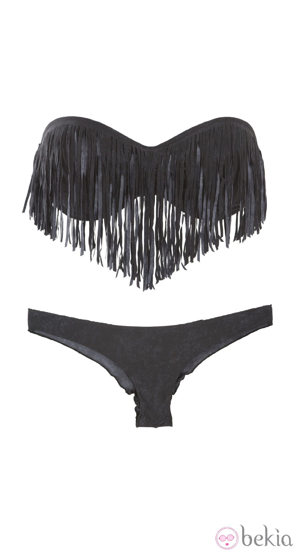Bikini de bandeau negro con flecos de OniricSwimwear para verano 2014