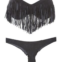 Bikini de bandeau negro con flecos de OniricSwimwear para verano 2014
