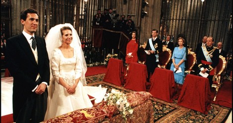 Jaime de Marichalar y la Infanta Elena en el día de su boda