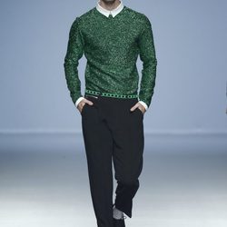 Jersey de espumillón verde de Davidelfin en Madrid Fashion Week primavera/verano 2015