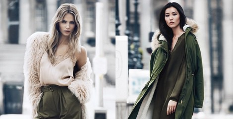 Abrigo de pelo, top lencero y pantalón de pinzas de H&M para otoño/invierno 2014