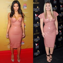 Kim Kardashian y Amaia Montero con un vestido de látex en rosa nude