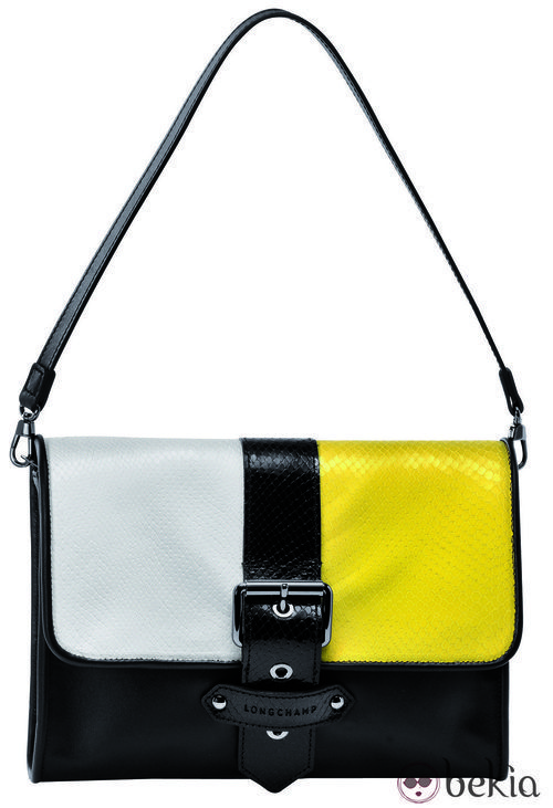 Bolso de Longchamp en negro, amarillo y blanco de la colección primavera 2015