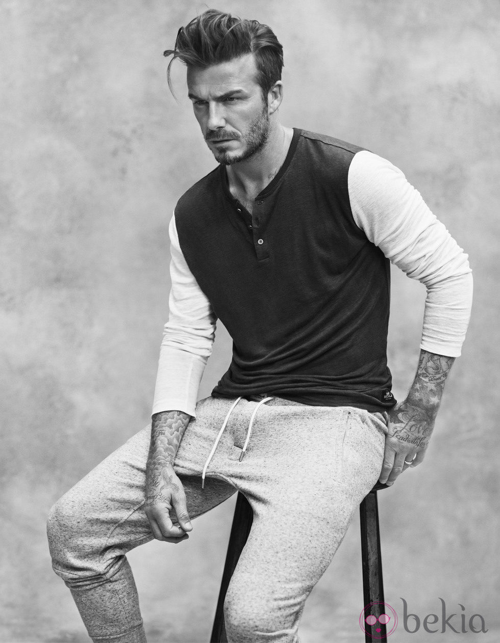 David Beckham con un pijama de su colección bodywear primavera 2015