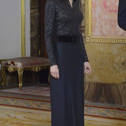 La Reina Letizia con un Felipe Varela en la recepción al cuerpo diplomático
