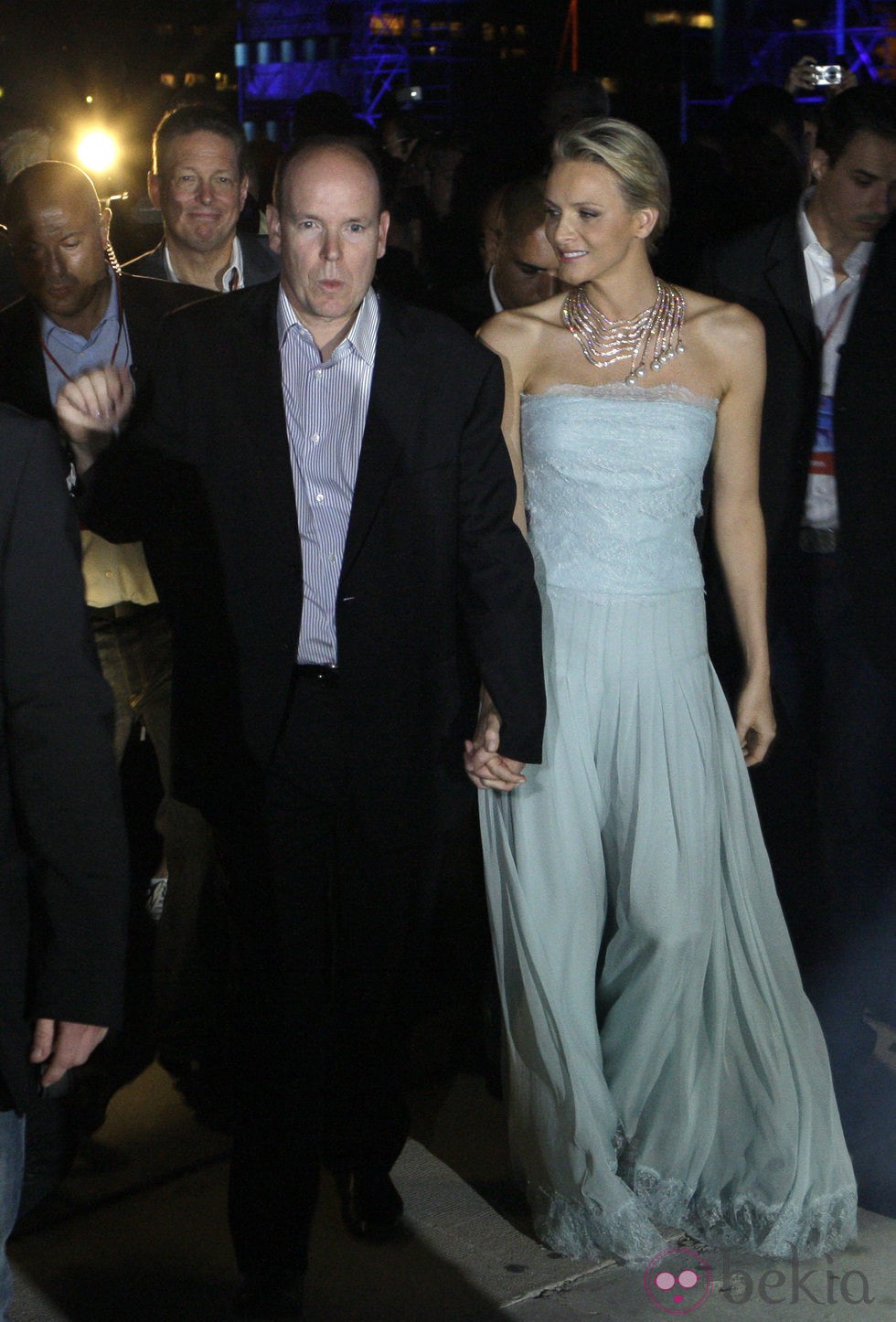 Charlene de Mónaco con pantalón palazzo de Chanel en su boda civil