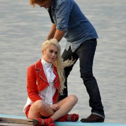 Lindsay Lohan durante la sesión de fotos para Philipp Plein