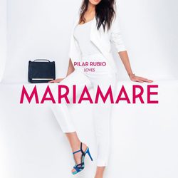 Pilar Rubio con sandalias azules de tacón de la colección primavera/verano 2015 de Maria Mare