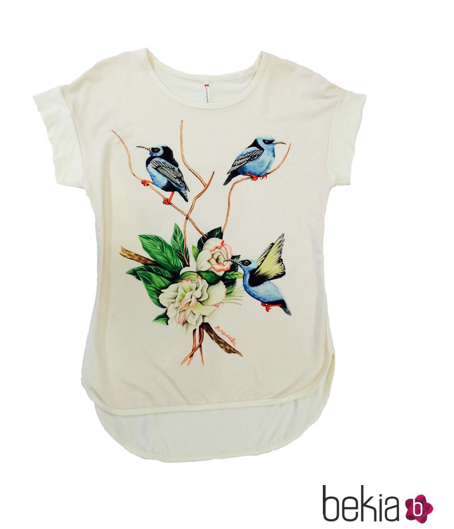 Camiseta corta con estampado primaveral de la colección primavera/verano 2015 de Barbarella