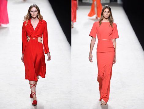 Vestido rojo de Juanjo Oliva para primavera/verano 2015 en Madrid Fashion Week