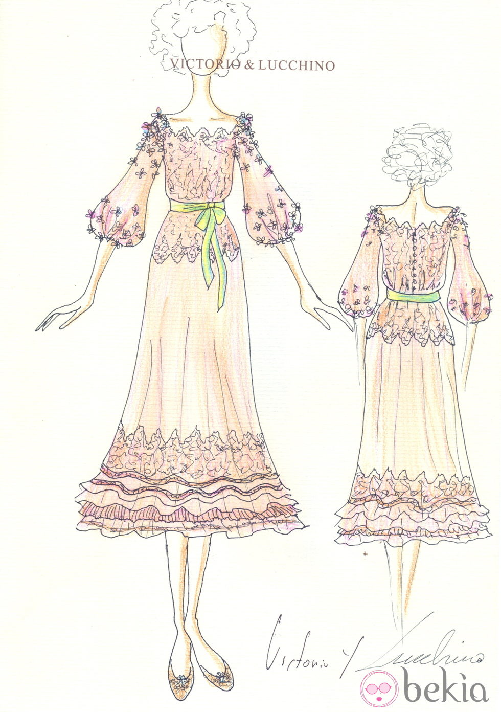 Looks Boda Duquesa de Alba: Boceto del vestido de novia de Cayetana de Alba