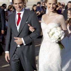 Astrid Klisans con un vestido de Pronovias en su boda con Carlos Baute