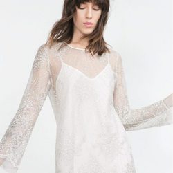 Vestido blanco con transparencias de la colección de Zara Evening