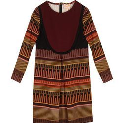 Vestido en tonos tierra de estampado geométrico de la colección otoño/invierno 2015/2016 de Dolores Promesas