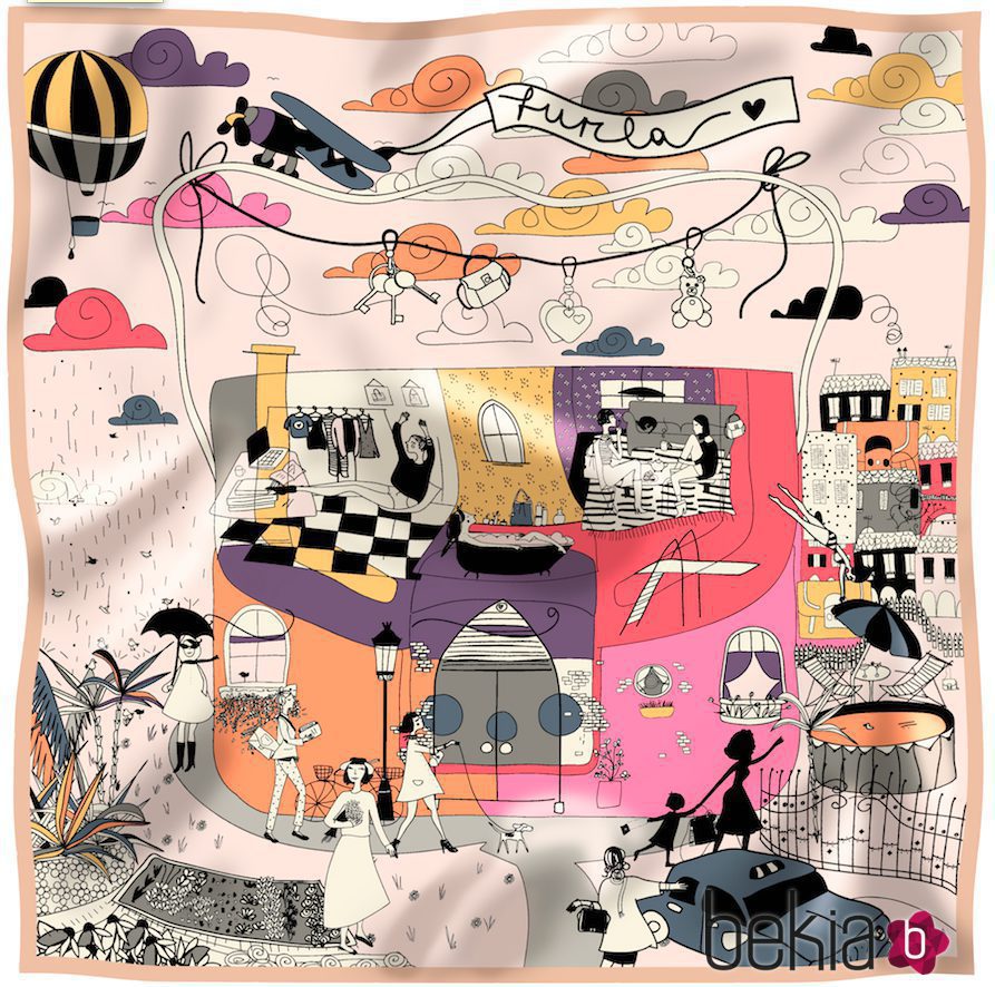 Pañuelo de seda de la colaboración de Furla y Ratti para el otoño 2015