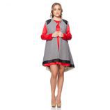 Vestido rojo de vuelo con chaleco gris largo de la colección otoño/invierno 2015/2016 Dorado vs. Plata de RocknRoma