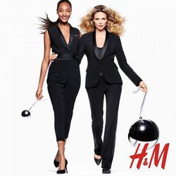 Jourdan Dunn y Natasha Poly con looks total black en la colección de Navidad 2015 de H&M