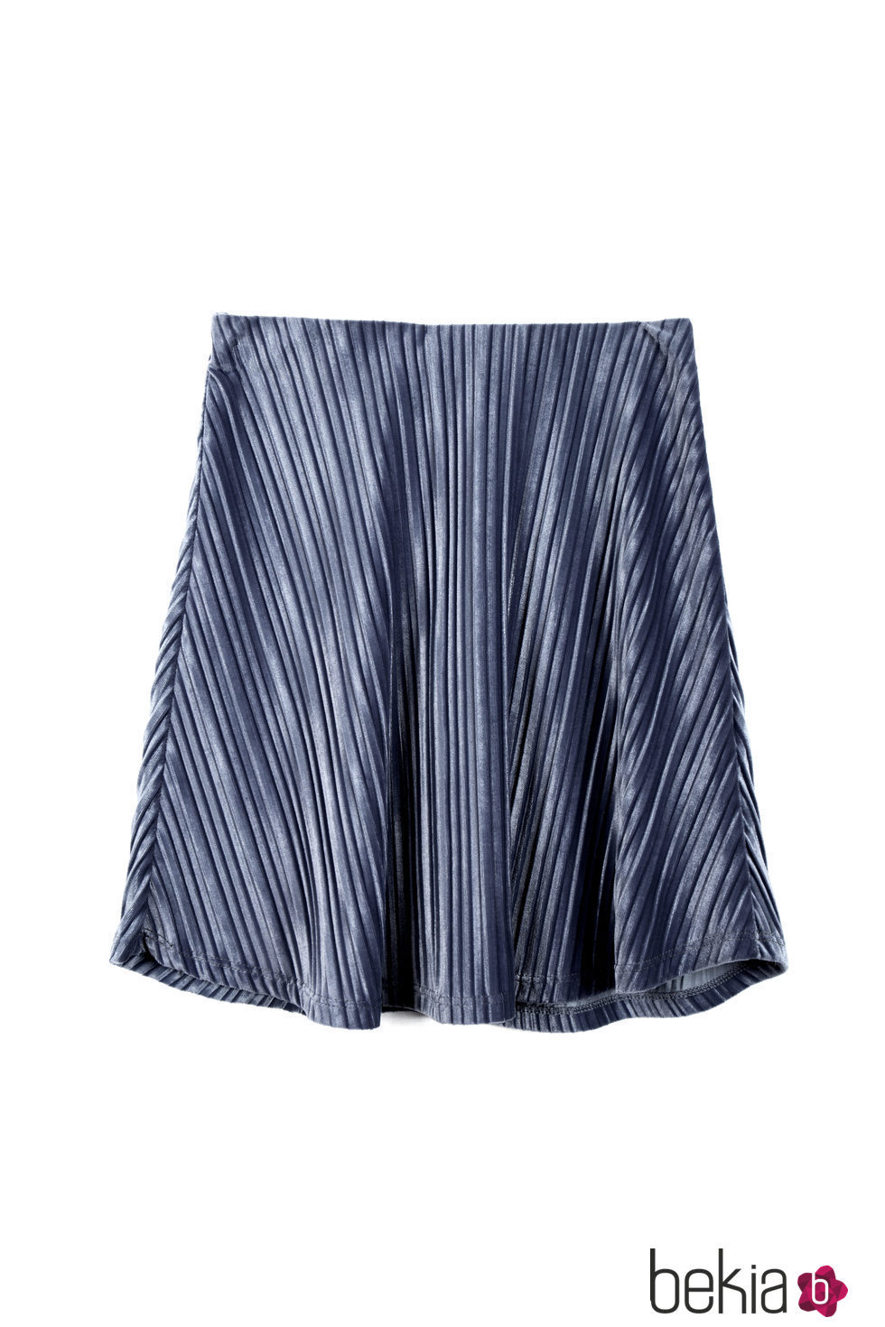 Falda azul de terciopelo con rayas verticales de la línea Xmas punk de Shana
