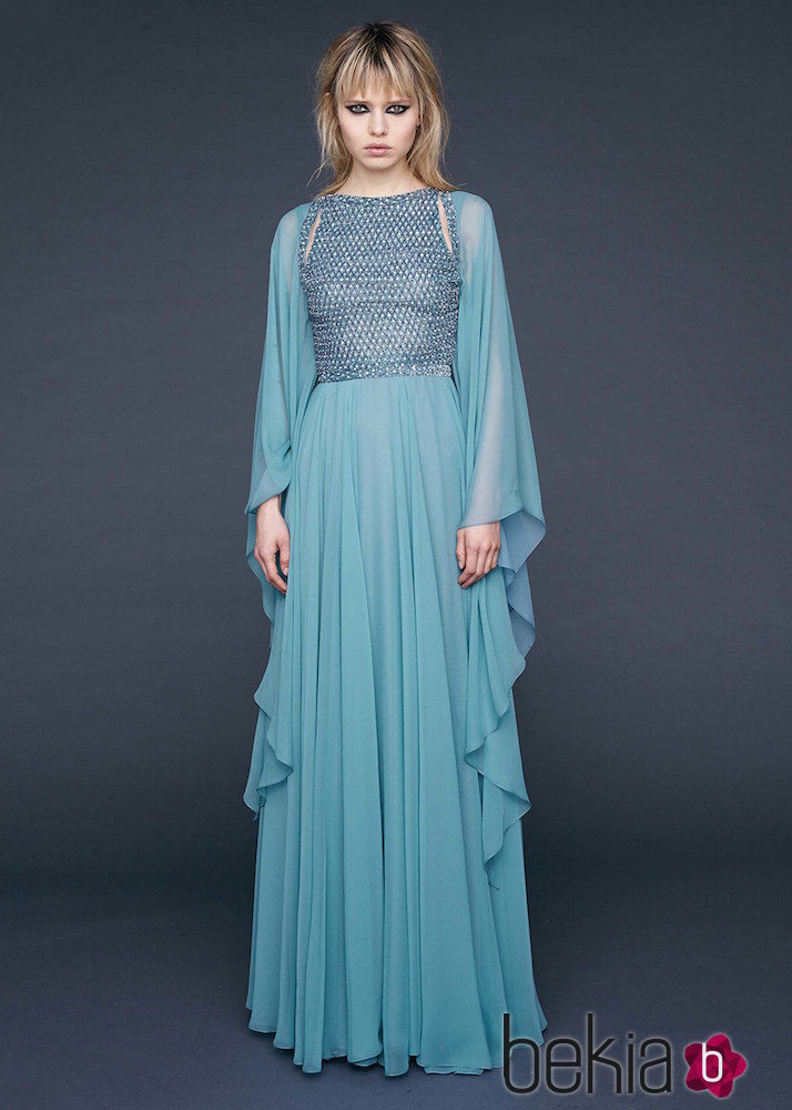Vestido de gasa azul serenity de Reem-Acra