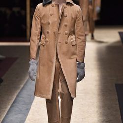 Maxi abrigo de ante marrón con doble botonadura para Prada