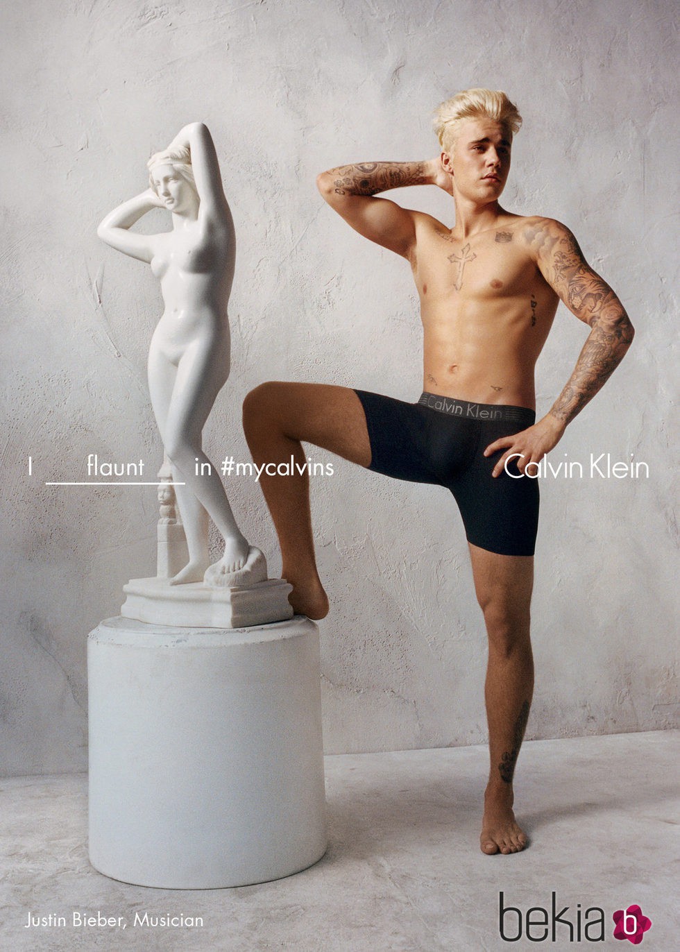 Justin Bieber con boxer negro de Calvin Klein para la colección primavera/verano 2016