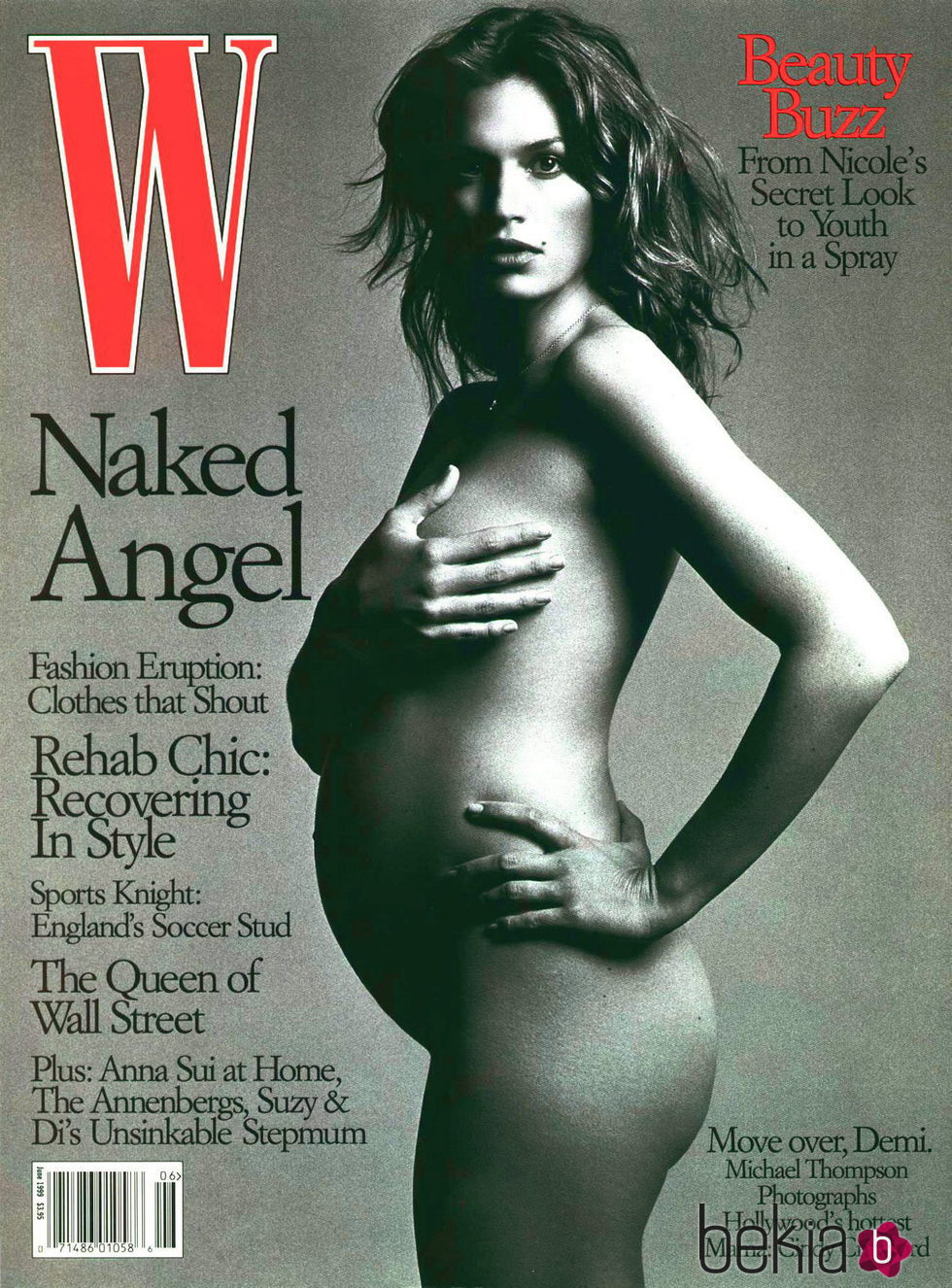 Cindy Crawford posando desnuda y embarazada para la revista W en 1999