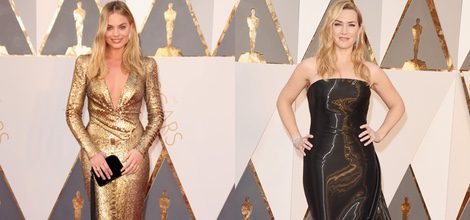 Kate Winslet con un diseño entallado negro de Ralph Lauren en los Premios Oscar 2016