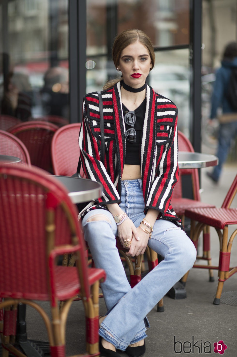 Chiara Ferragni con Levis desgastado en Paris durante la semana de la Moda de 2016