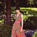 Vestido largo con escote cruzado tricolor colección Primavera/ Verano 2016 de Dolores Promesas