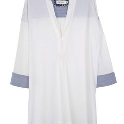 Vestido ancho blanco y azul con escote en pico de la nueva colección verano 2016 de Indi&Cold