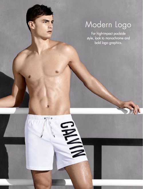 Look bañador blanco colección logotipo de Calvin Klein 2016 para hombres