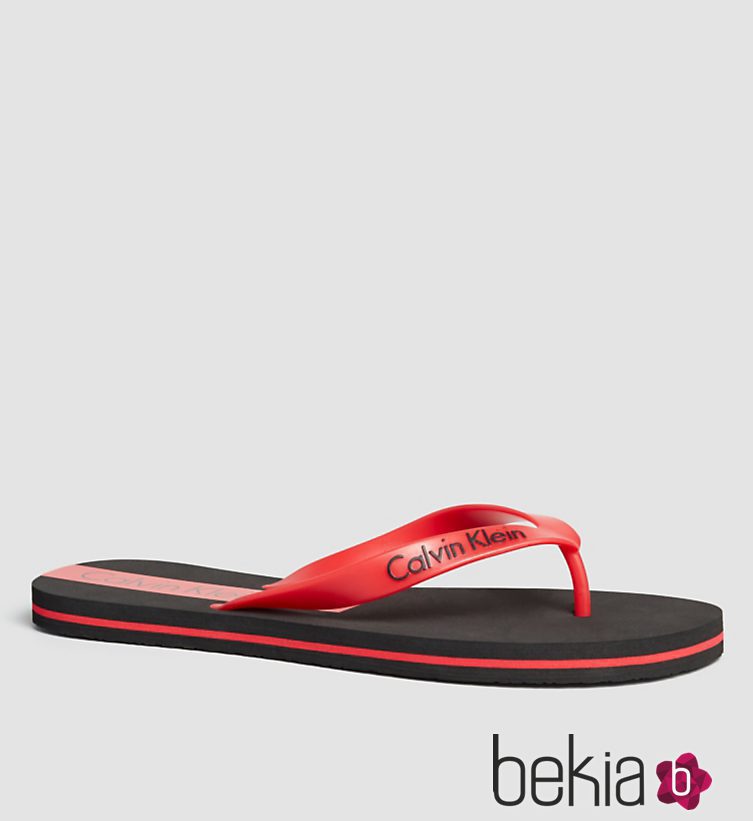 Sandalias de piscina rojas colección logotipo de Calvin Klein 2016 para hombres