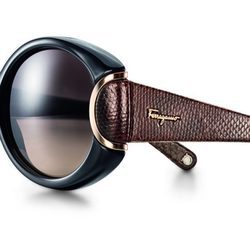 Gafas con acabados en cuero marrón de los complementos de la colección otoño 2016 de Salvatore Ferragamo