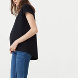 Jeans tiro alto medio denim en negra de la nueva colección Maternity 2016 para Mango