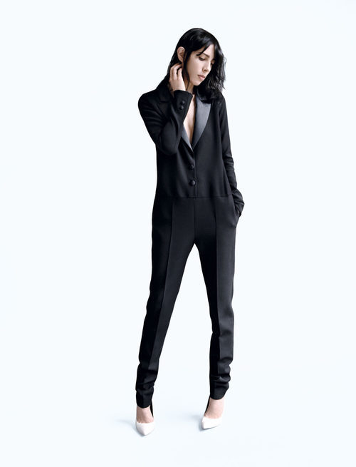 Jumpsuit en estilo esmoquin en negro de la nueva colección de Wanda Nylon para La Redoute 2016