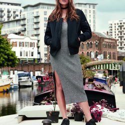 Vestido de punto con apertura lateral en escala de grises de la nueva colección de otoño/invierno 2016 de Primark