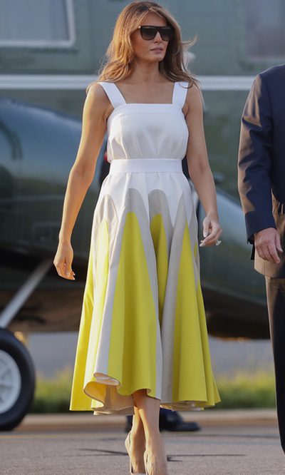 Melania Trump, muy favorecida con un Delpozo en amarillo